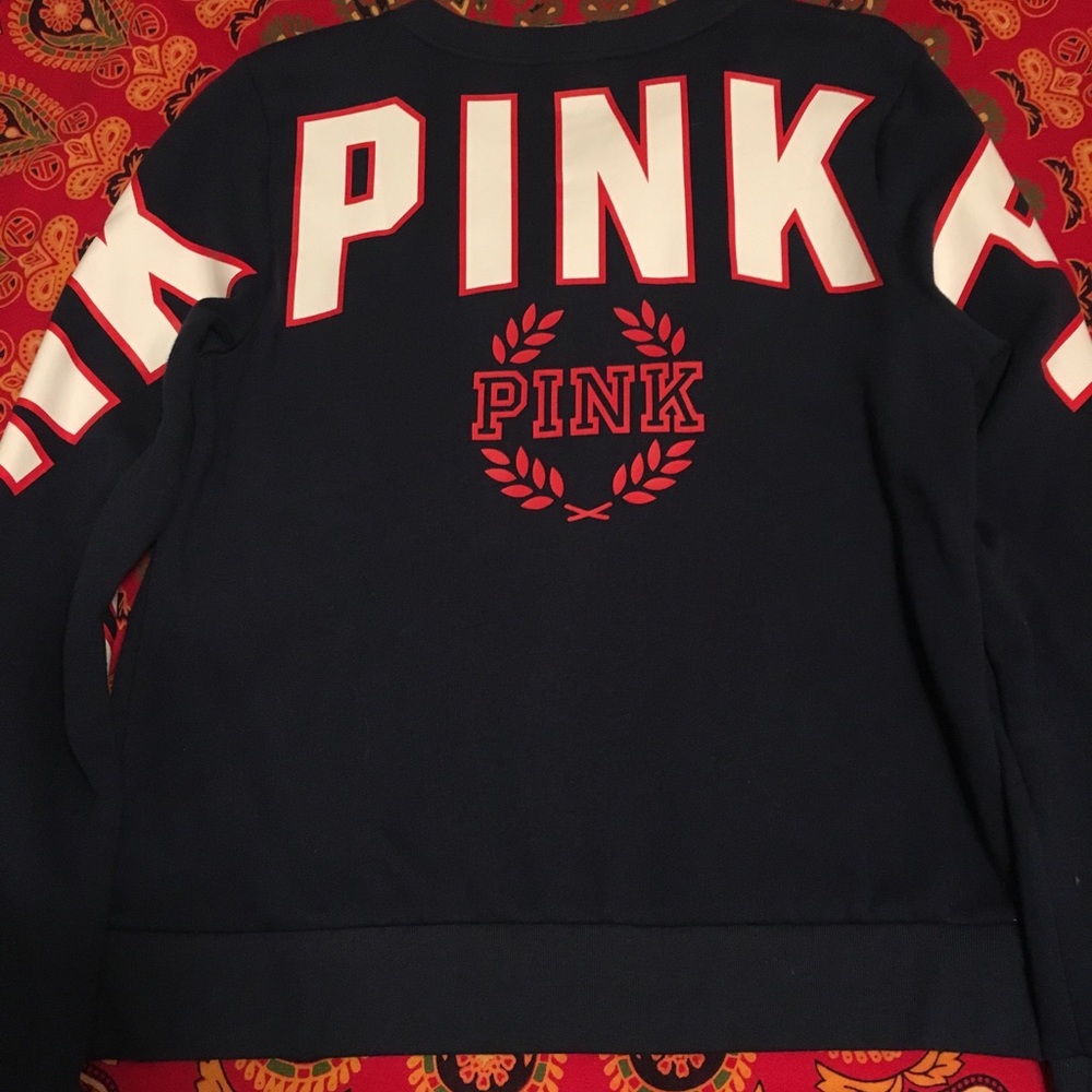 PINK Navy Blue Crew Neck Sweatshirt